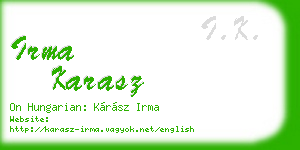 irma karasz business card