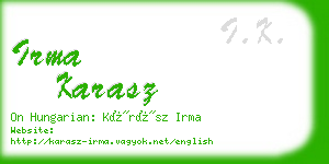 irma karasz business card